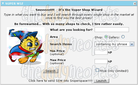 Neopets Shop Wizard