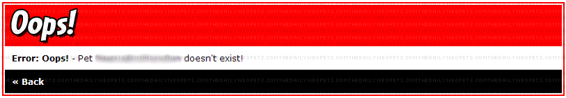 Pet does not exist error message
