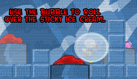 Bubble rolling over sticky ice cream