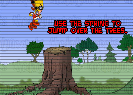 Spring jumping over trees